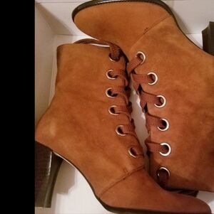 Sam & Libby Rust/Copper Suede Lace Up Boots 7